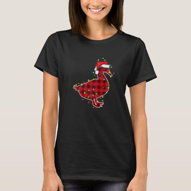 Entenweihnachtsbaum Rote Karierte Weihnachtstiere T-Shirt (Vorderseite)