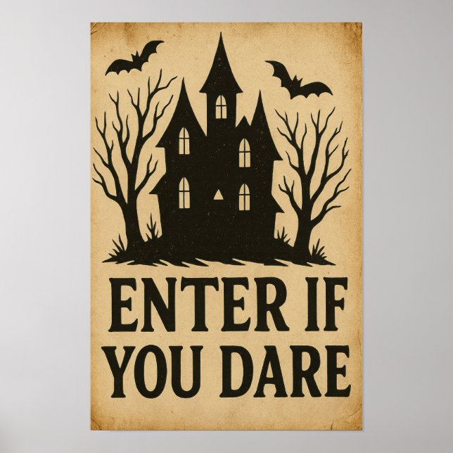 Enter if You Dare Vintage Halloween  Poster (Vorne)
