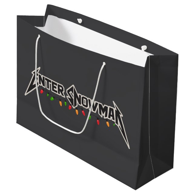 Enter Snowman Christmas Rocker Winter Rock Metal Große Geschenktüte (Vorderseite Schrägansicht)