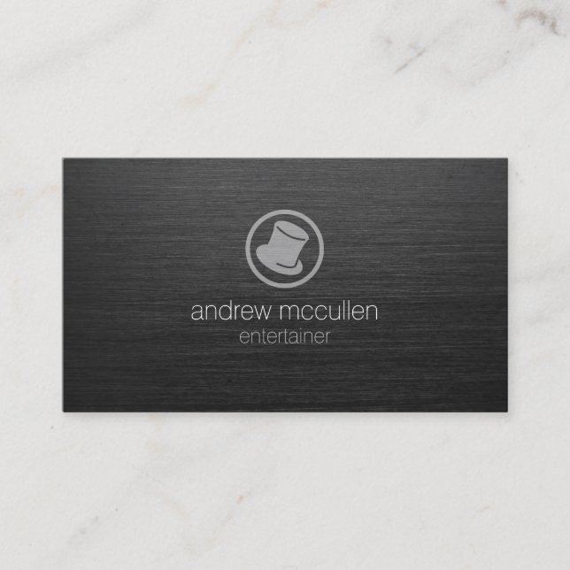 Entertainer Top Hat Icon Dark Brushed Metal Visitenkarte (Vorderseite)