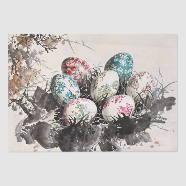 Entfärbung der Eiertinte Seidenpapier (Vorderseite)