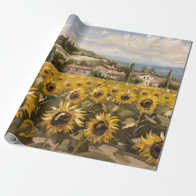 Entfärbung des Sonnenblumenfelds durch Impressioni Geschenkpapier (Ungerollt)