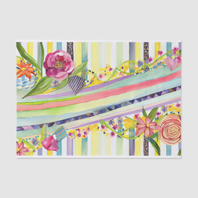 Entfärbung von Wasserfarben Strip Lustvolle Blume Seidenpapier (Vorderseite)