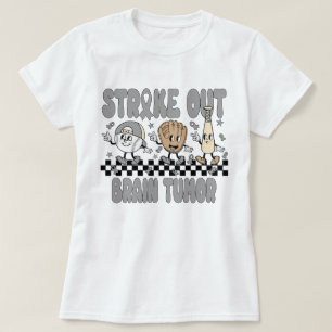 Entfernen des Brain Tumor Gray Ribbon Schachbrett T-Shirt