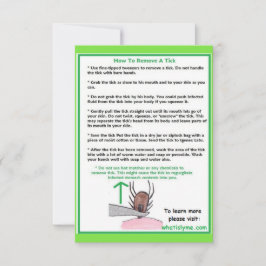 Entfernen einer Tick Instructions Card für Lyme