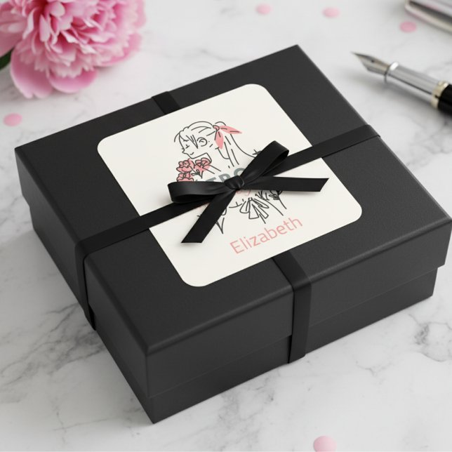 Entfernen rosafarbener Blume, Aufkleber für den be (Detroit Pink Flowers Custom Square Sticker)