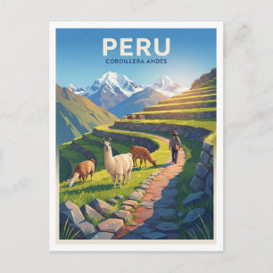 Entfernte Anden-Llama-Trail Huaraz Peru Postkarte