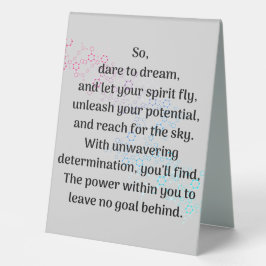 Entfesseln des Inner-Gewinns Tischaufsteller