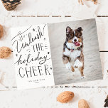Entfesseln Sie das Foto des Chefdogs Feiertagskarte<br><div class="desc">Niedlicher Hund Foto Weihnachtskarte mit einem handgeschriebenen Typografietext,  der neben Ihrem fröhlichen Hundebild "Entleash the holiday cheer" steht. Schwarz-Weiß-Design mit Schwarz-Weiß-Farbe in einem gestörten Effekt,  um eine Vintage Atmosphäre zu geben. Beispiel Foto von Joséphine Menge auf Unsplash.</div>