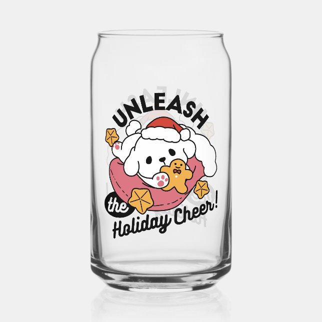 Entfesseln Sie den Holiday Cheer - Niedliche Hunde Dosenglas (Vorderseite)