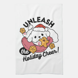 Entfesseln Sie den Holiday Cheer - Niedliche Hunde Geschirrtuch