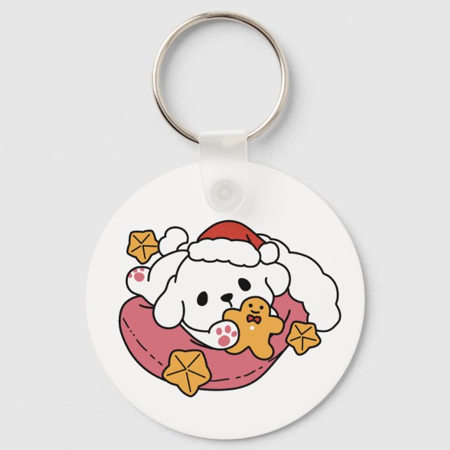 Entfesseln Sie den Holiday Cheer - Niedliche Hunde Schlüsselanhänger (Vorderseite)