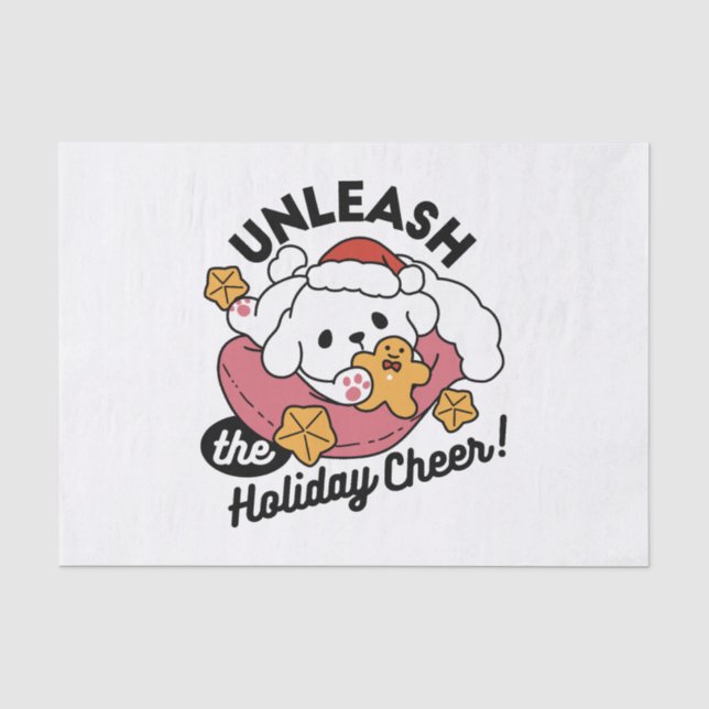 Entfesseln Sie den Holiday Cheer - Niedliche Hunde Seidenpapier (Vorderseite)