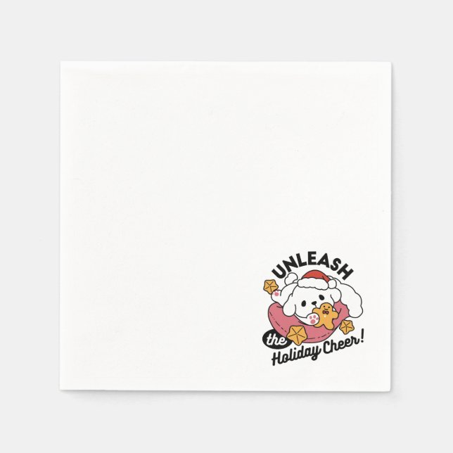 Entfesseln Sie den Holiday Cheer - Niedliche Hunde Serviette (Vorderseite)