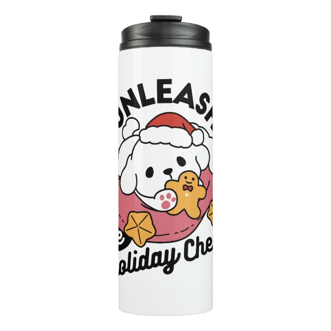 Entfesseln Sie den Holiday Cheer - Niedliche Hunde Thermosbecher (Vorderseite)