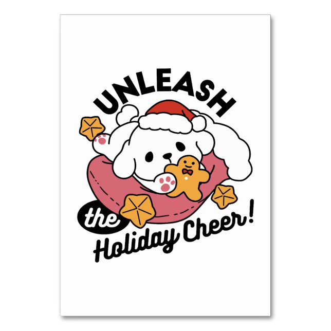 Entfesseln Sie den Holiday Cheer - Niedliche Hunde Tischnummer (Vorderseite)