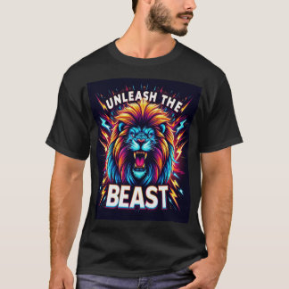 Entfesseln Sie die Bestie - Neon Roaring Lion T -  T-Shirt