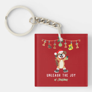Entfesseln Sie die Freude des Weihnachtshundes Schlüsselanhänger