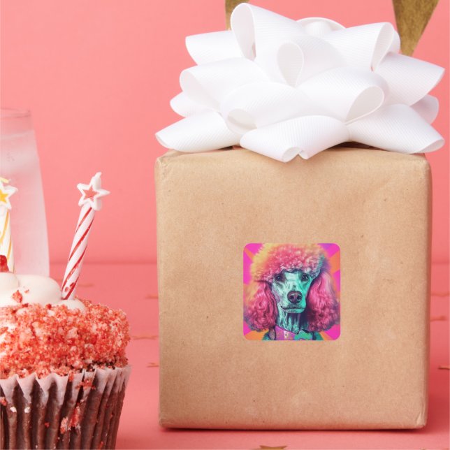 Entfesseln Sie die Poodle-Party-Sticker Quadratischer Aufkleber (Party)