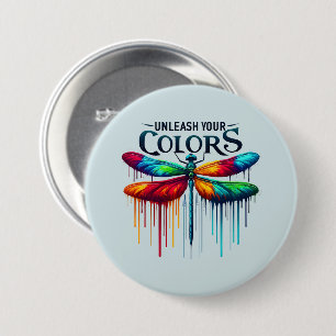 Entfesseln Sie Ihre Farben - Künstlerische Libelle Button