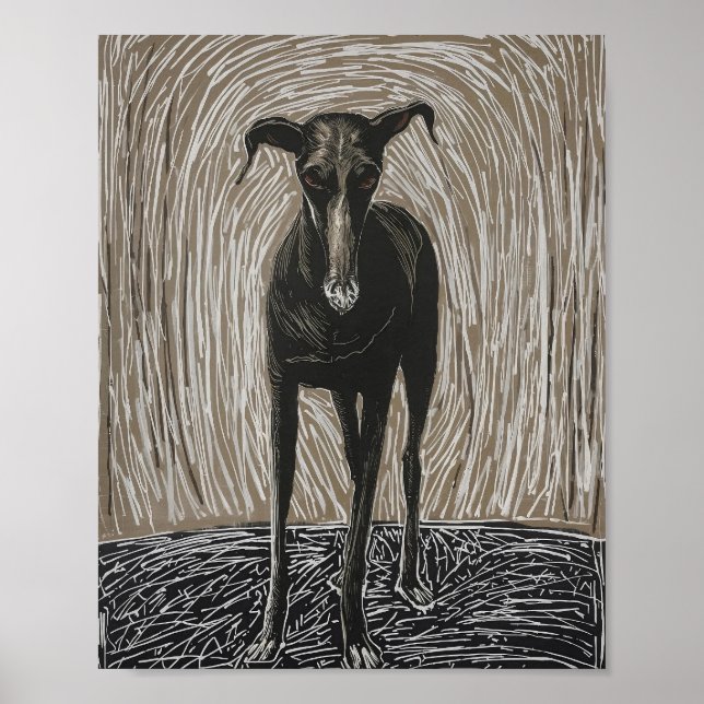 Entfesselte Seele: Moderne expressionistische Hund Poster (Vorne)