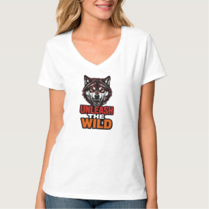 Entfessle das wilde rote Wolf-Emblem T-Shirt