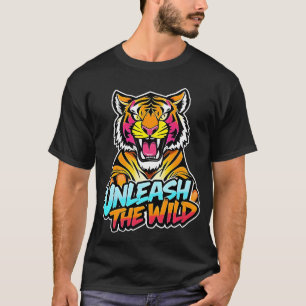 Entfessle die Wildnis – Brüllender Tiger Neon-Kuns T-Shirt