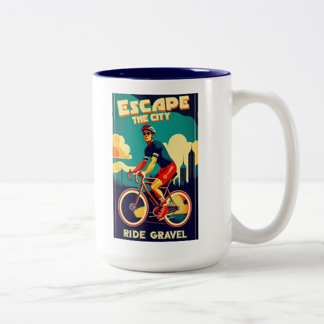 Entfliehen Sie dem Stadtrundfahrrad Zweifarbige Tasse (Rechts)