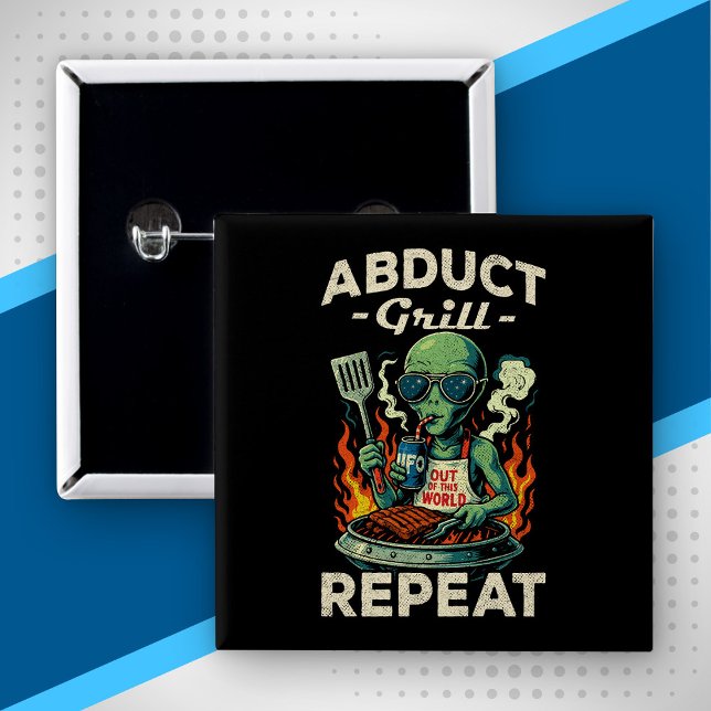 Entführt Grill Wiederhole Retro BBQ Kochen Lustig  Button (Von Creator hochgeladen)