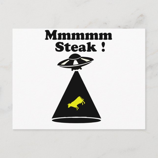 Entführte Kuh - Mmmm Steak Postkarte (Vorderseite)