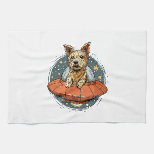 Entführung Hund � UFO Beaming Pup Geschirrtuch