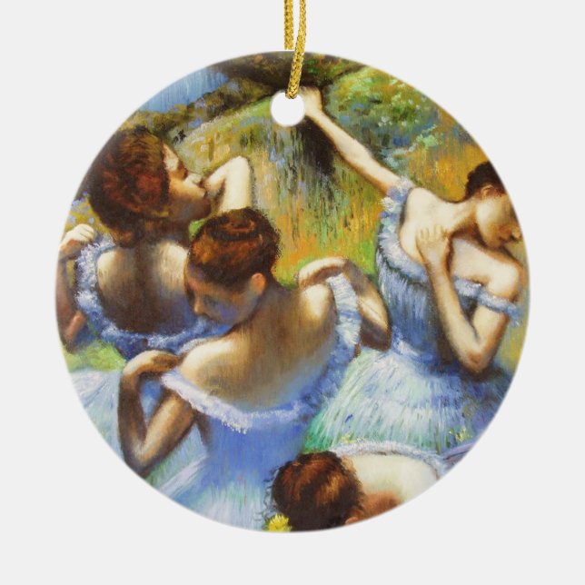 Entgasen Sie blaue Tänzer-Weihnachtsverzierung Keramikornament (Vorne)