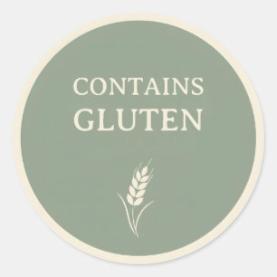 Enthält Gluten – Rund Etikett für Cafés in Salbeig Runder Aufkleber