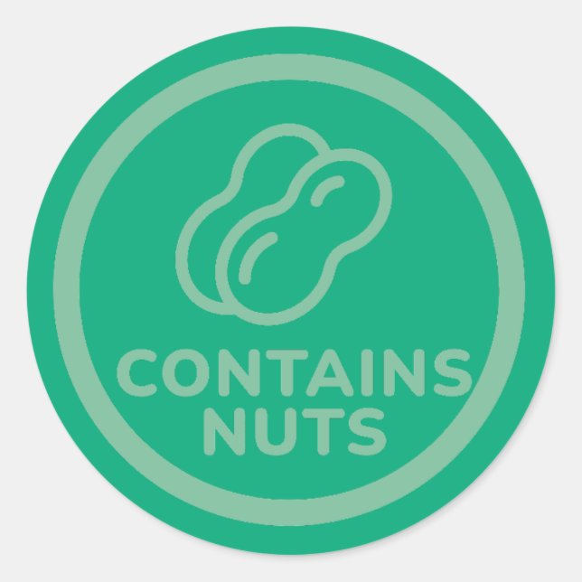 Enthält Nuts Allergikerwarnung Erdnuss Cashew Bäck Runder Aufkleber (Vorderseite)