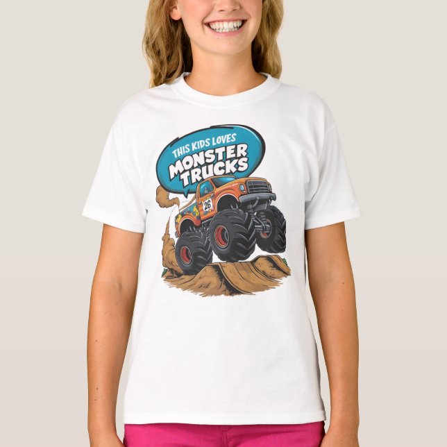 Enthusiastischer Kid- und Monster-Truck T-Shirt (Vorderseite)