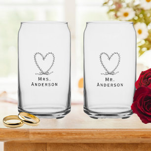 Entièrement personnalisable M. et Mme coeur floral