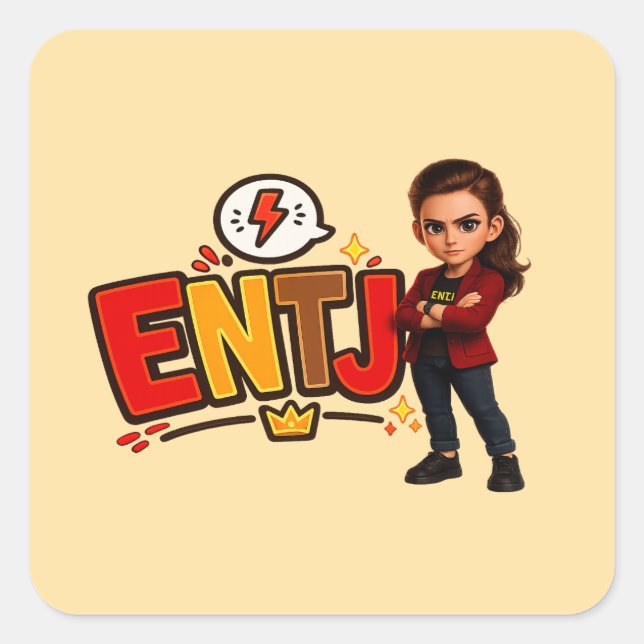 ENTJ — A Conquistadora Visionária Quadratischer Aufkleber (Vorderseite)