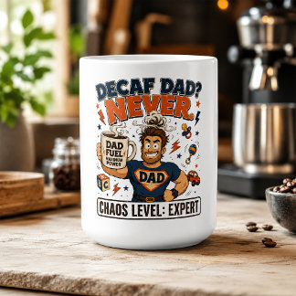 Entkoffeinierter Papa Niemals Chaos-Level Experte Kaffeetasse