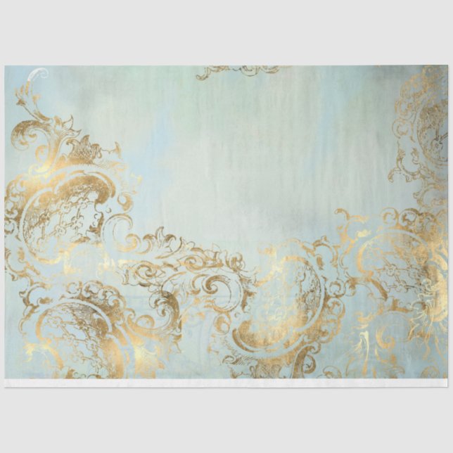 Entkoppelung von Peacock Gold und Dusty Blue Seidenpapier (Vorderseite)