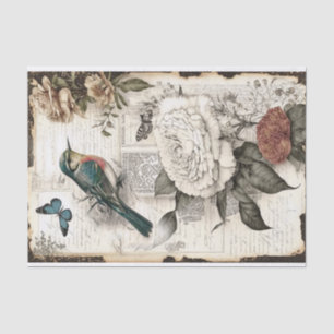 Entkopplung von Vintagen Vögeln und Rose Seidenpapier