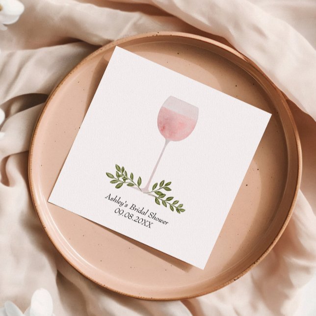 Entkorken Sie die Rosé-Wine Glass Wedding, Brautpa Serviette (Von Creator hochgeladen)