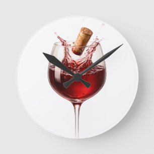 Entkorkte Liebe Elegantes Wein-Splash-Hochzeitsges Runde Wanduhr