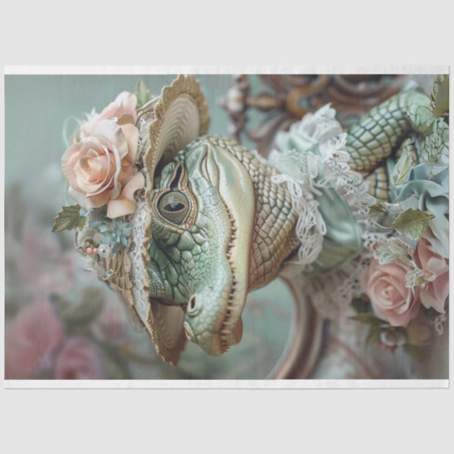Entkundung der Vintagen Dressed Baby Alligator Seidenpapier (Vorderseite)