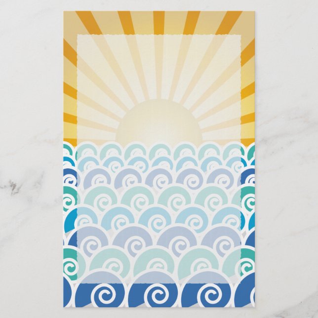 Entlang dem Wellen-Blau-Briefpapier Briefpapier (Vorderseite)