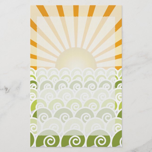 Entlang der grünen Stationerie von Waves Briefpapier (Vorderseite)