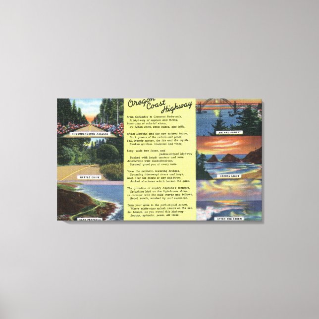 Entlang der Oregon Coast Highway mit einem Gedicht Leinwanddruck (Vorderseite)