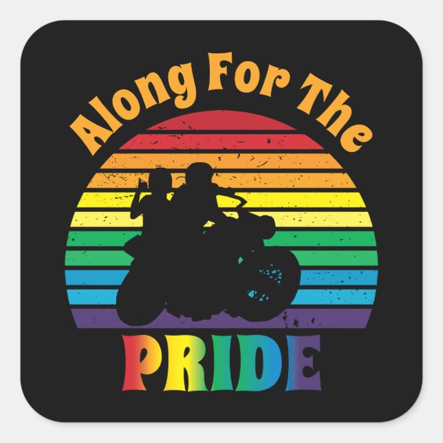 Entlang des Rainbow-Sonnenuntergangs des Pride 70 Quadratischer Aufkleber (Vorderseite)