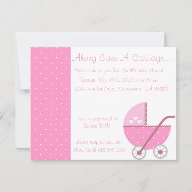 Entlang des Spiels eine Pink-Babydusche Einladung (Vorderseite)