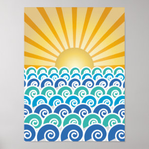 Entlang des Waves Blue Poster