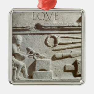 Entlastung, die das Geschäft und die Werkzeuge Silbernes Ornament